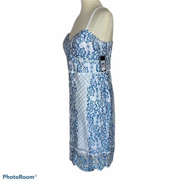 Guess White Blue Lace Dress Women’s 12 - Picture 6 of 8